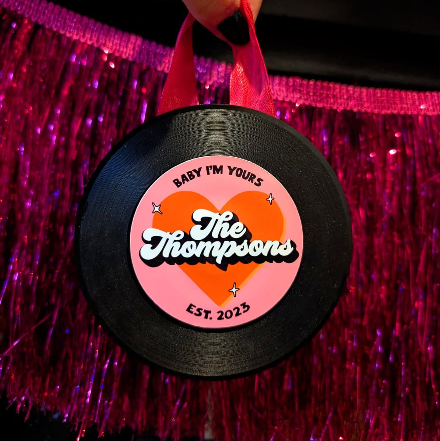 Personalised Mini Vinyl Record Tree Decoration