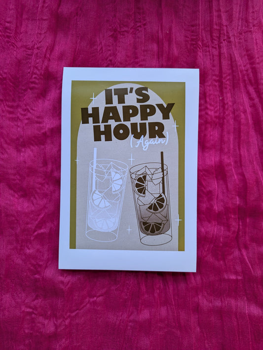 A5 'Happy Hour Green' Print - The 'Wonky' Sale