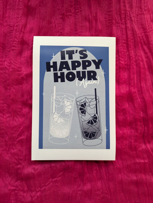 A5 'Happy Hour Blue' Print - The 'Wonky' Sale