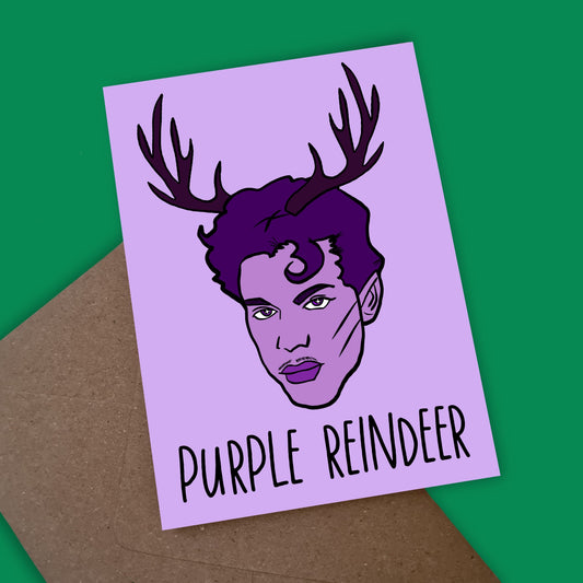 Purple Reindeer Christmas Card